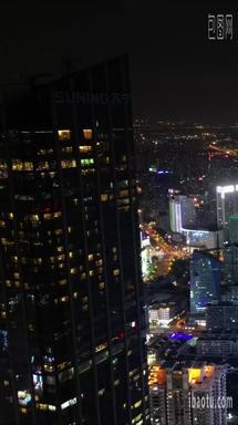 航拍江苏无锡三阳广场城市夜景